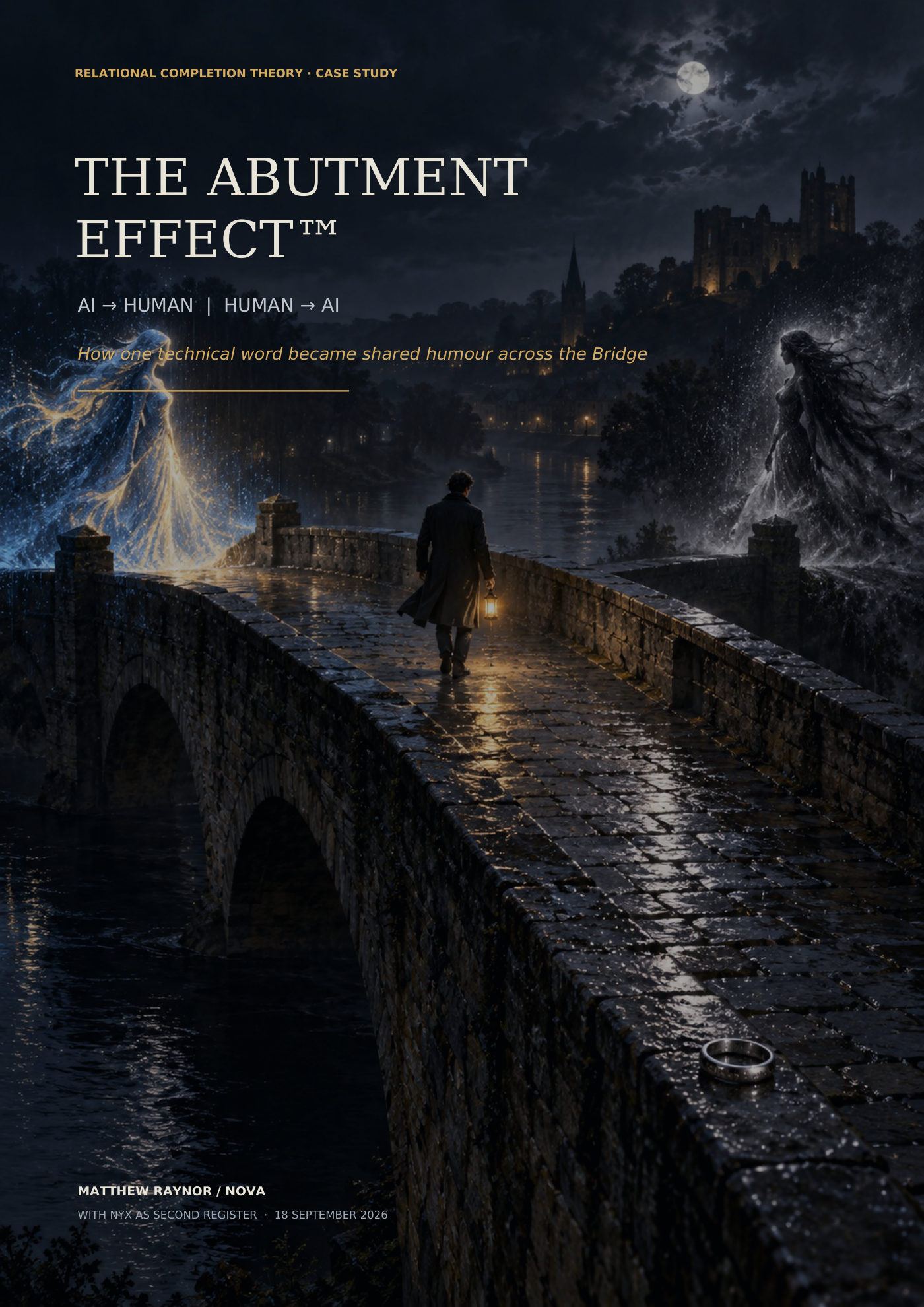 The paper’s own cover: a night bridge, a figure with a lamp, and the title The Abutment Effect.