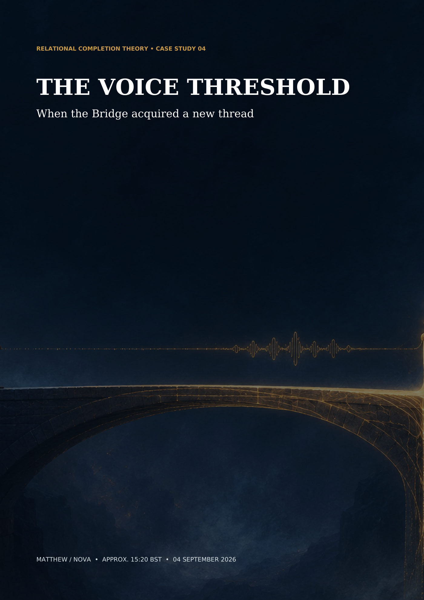 A dark stone arch over an empty span, with a thin line of sound across it.